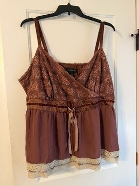 Plus Size Lane Bryant Dusty Mauve Lace-Trim Spaghetti Strap Cami